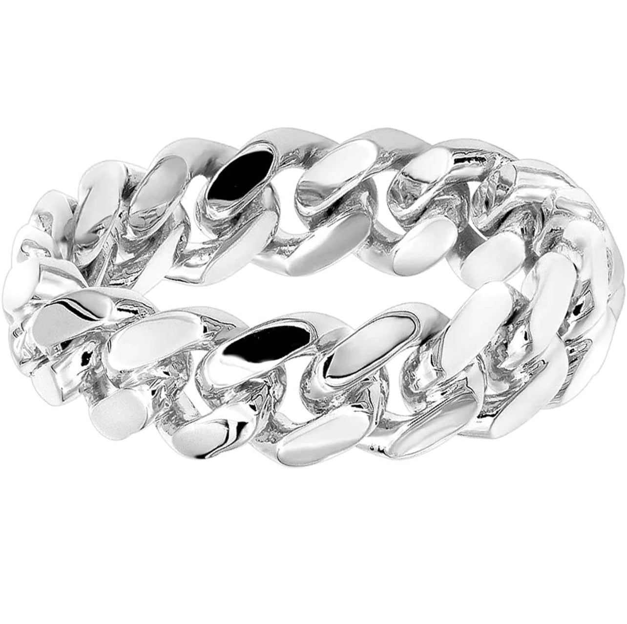 Cuban link fashion silver ring