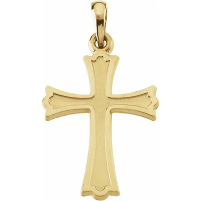 14k Yellow Gold Matte Finish Cross