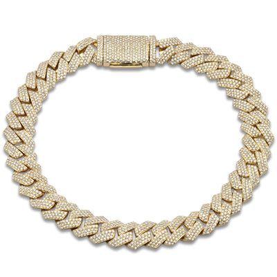 9mm 14k Yellow Gold Square Cuban Bracelet