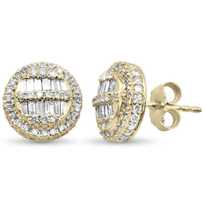 YG Baguette & Round Diamond Earrings